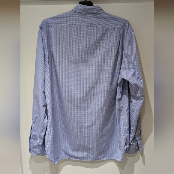 Ralph Lauren Men's Slim Fit Button Down Dress Shirt, Sz 18 (46), Blue And White - Picture 4 of 13